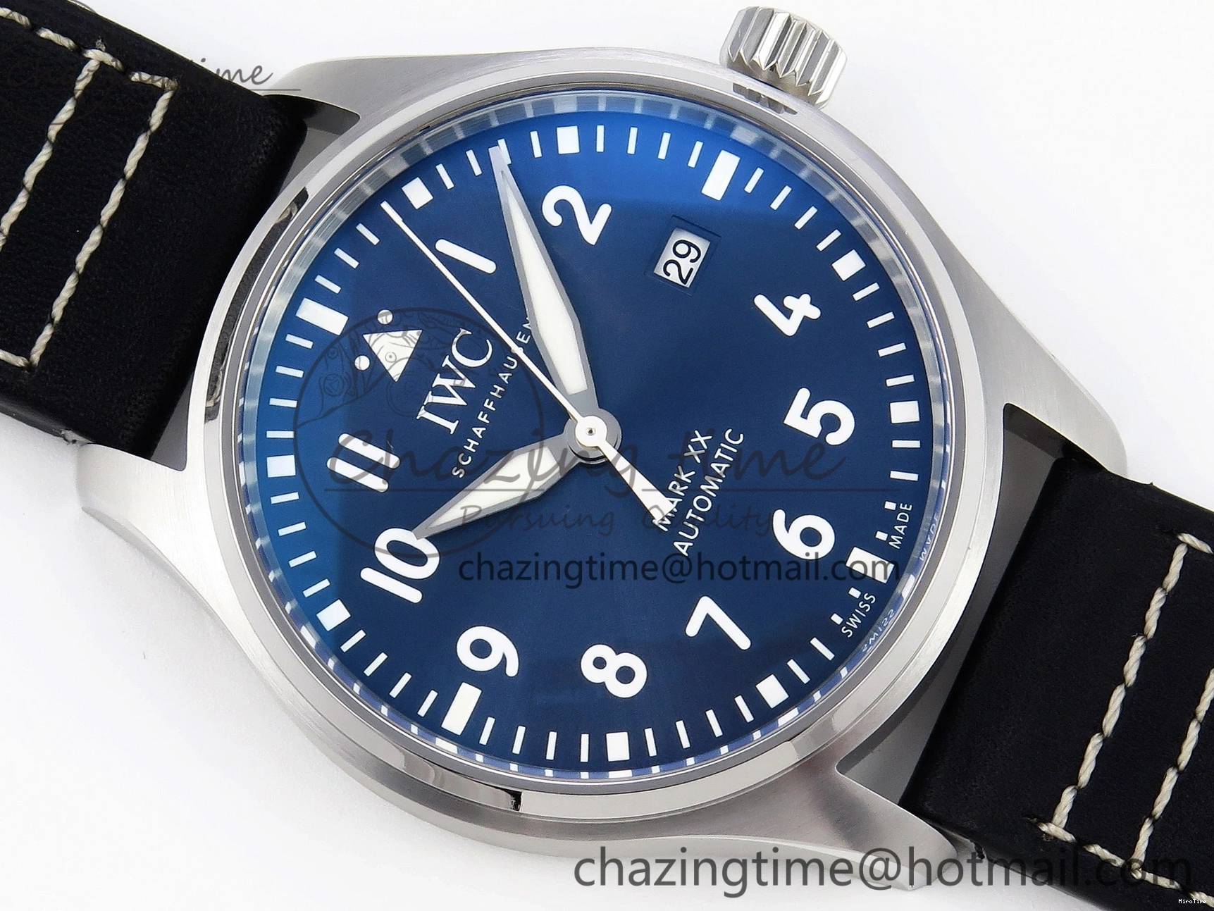 MIROTIME 1231 Pilot Mark XX IW328203 ZF 1:1 Best Edition Blue Dial on Dark Blue Leather Strap A Snug 7024